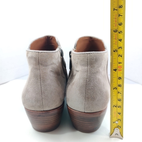 SAM EDELMAN Petty Chelsea Ankle Booties Suede Tan Women 7.5M Low Heel Almond Toe - Picture 12 of 16